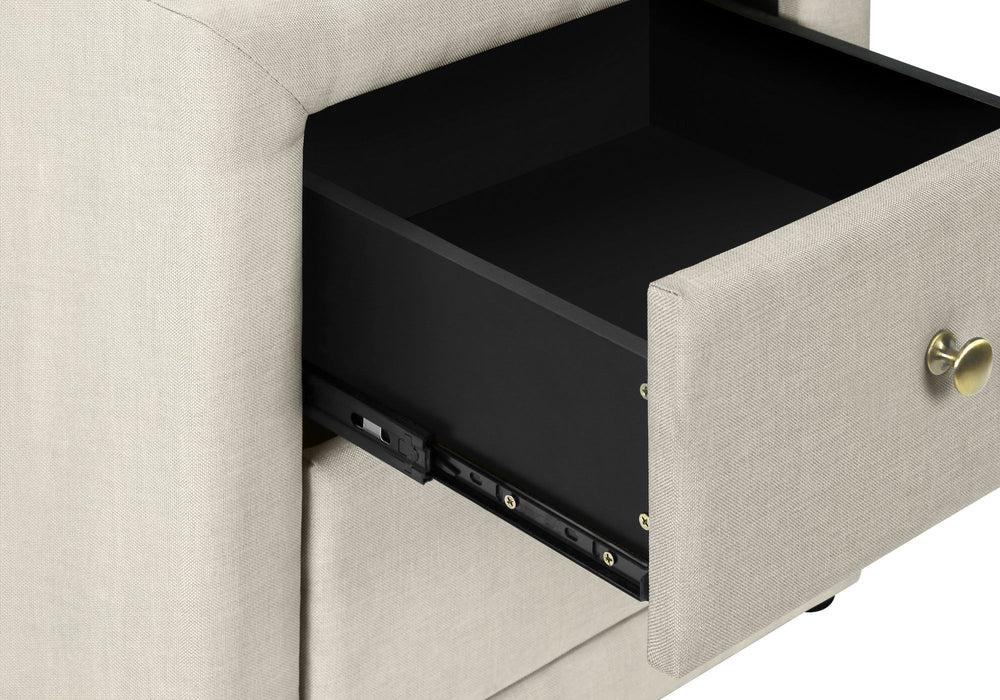 Nightstand, Storage Drawer Versatile Use, Upholstered, Transitional