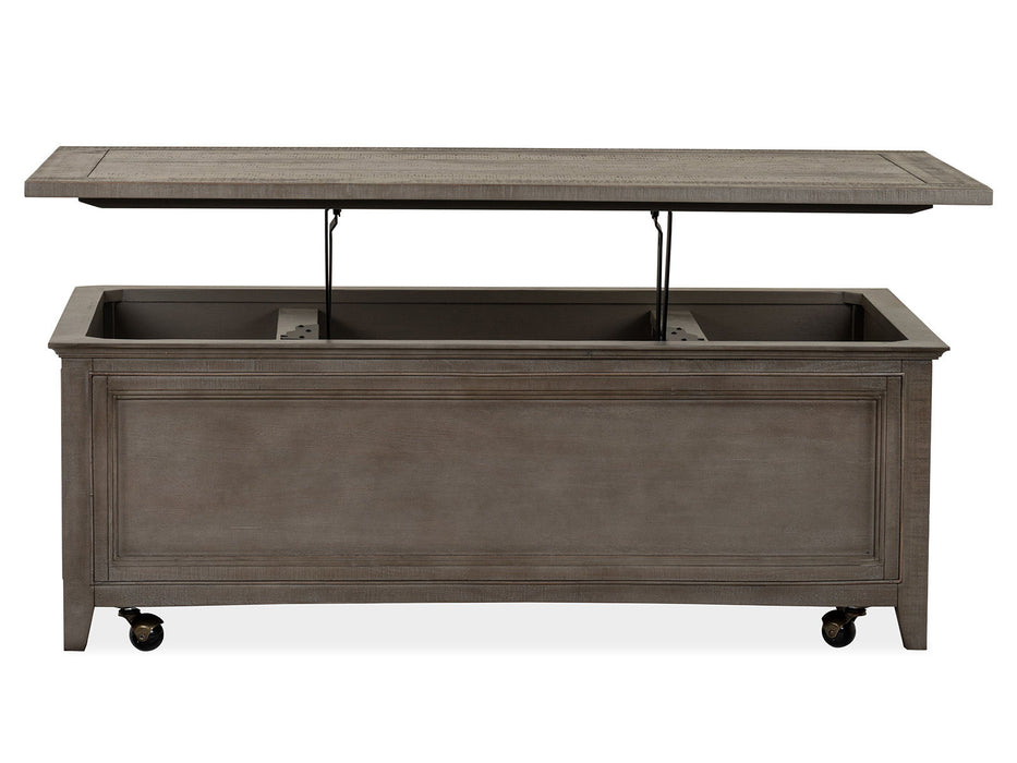Paxton Place - Lift Top Storage Cocktail Table With Casters - Dovetail Gray