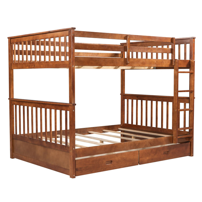 Bunk Bed With Ladders And 2 Storage Drawers