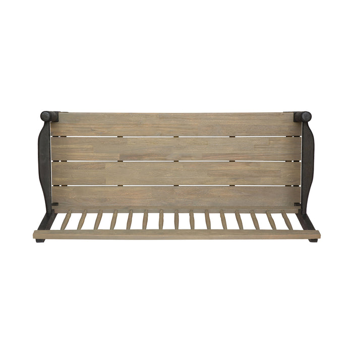 Slatted Bench With Built In Shelf