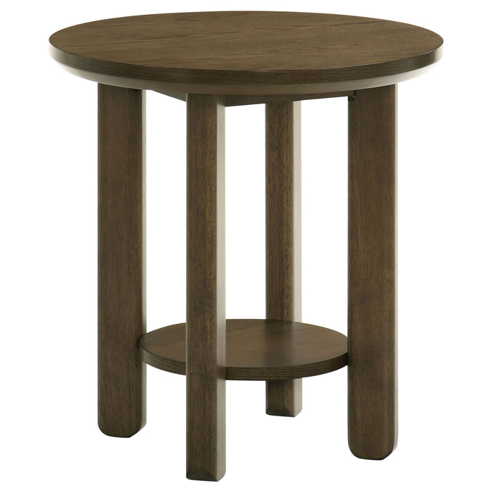 Ottowa 2-piece Round Wood Coffee Table Set Brown