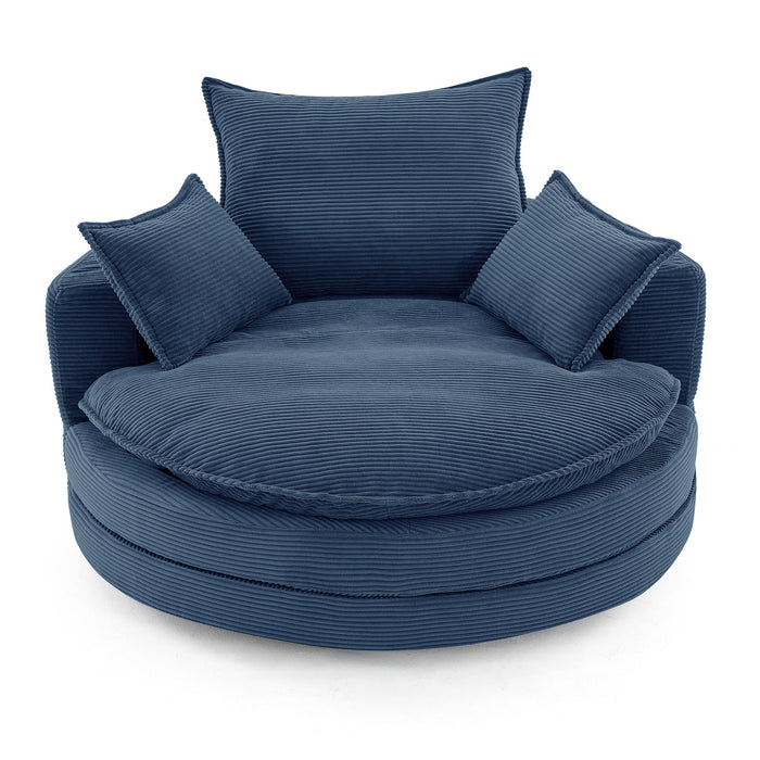 360° Swivel Accent Barrel Chair With Dual Layer Cushion And 3 Removable Pillows
