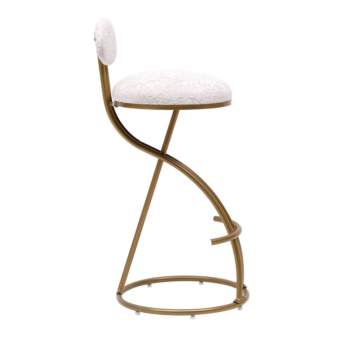 Round Print Bar Stools Upholstered Chairs For Kitchen (Set of 2)