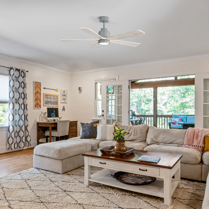 52" Ceiling Fan With Dimmable LED Light And 6 Speed Remote Control - Cement Gray