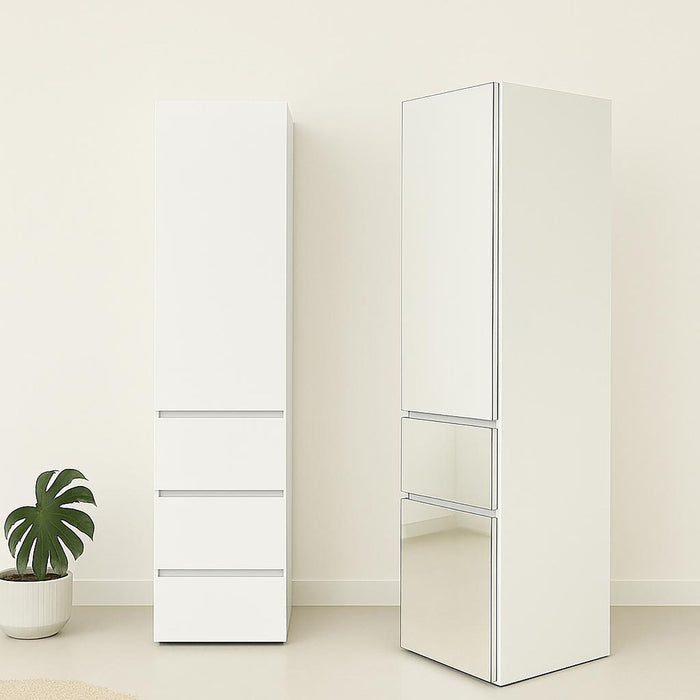 Elise - Modular Wood Closet System With Mirror In Customizable Storage Solution - White