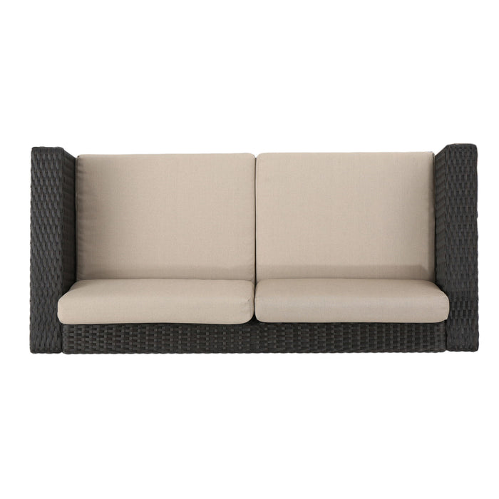 Puerta - Loveseat Outdoor Seating With Water Resistant Cushions - Dark Brown