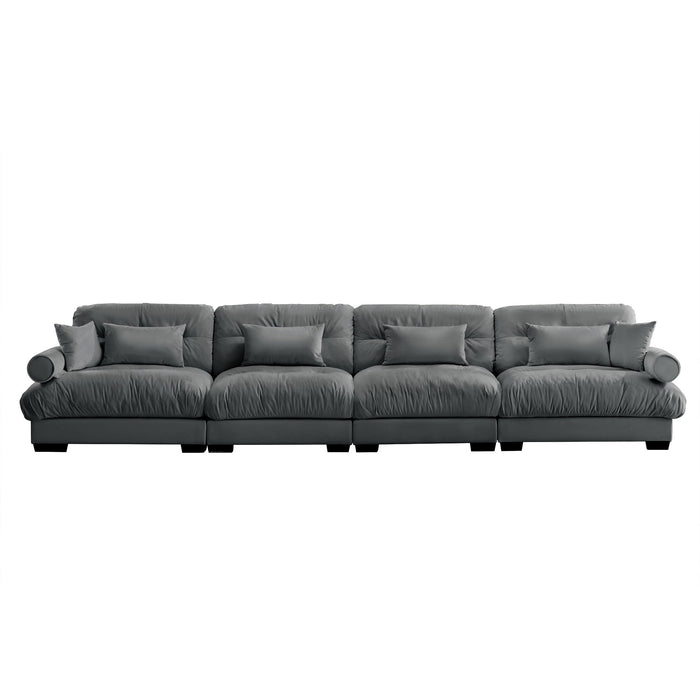 Super Comfort Oversized Modular Velvet Sectional Sofa, Deep Seat Convertible L Shaped Couch