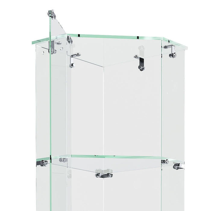 5 Tier Diamond Glass Display Case With 5 Dynamic LED Modes - Black