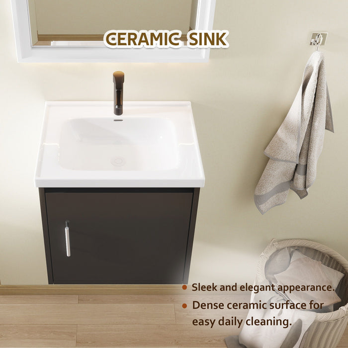 Floating Bathroom Vanity Combo, Wall Mounted Cabinet With Sink & Soft Close Doors For Small Bathrooms