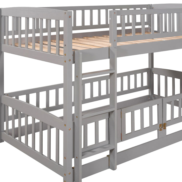 Low Bunk Bed With Slide, Fence And Ladder