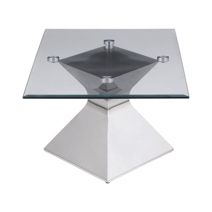 Jenny - Glass Top Stainless Steel Table
