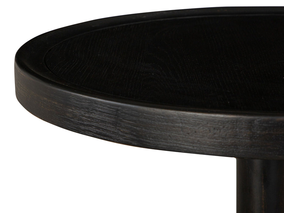 Lindon - Dark Round Pedestal Accent End Table - Belgian Wheat
