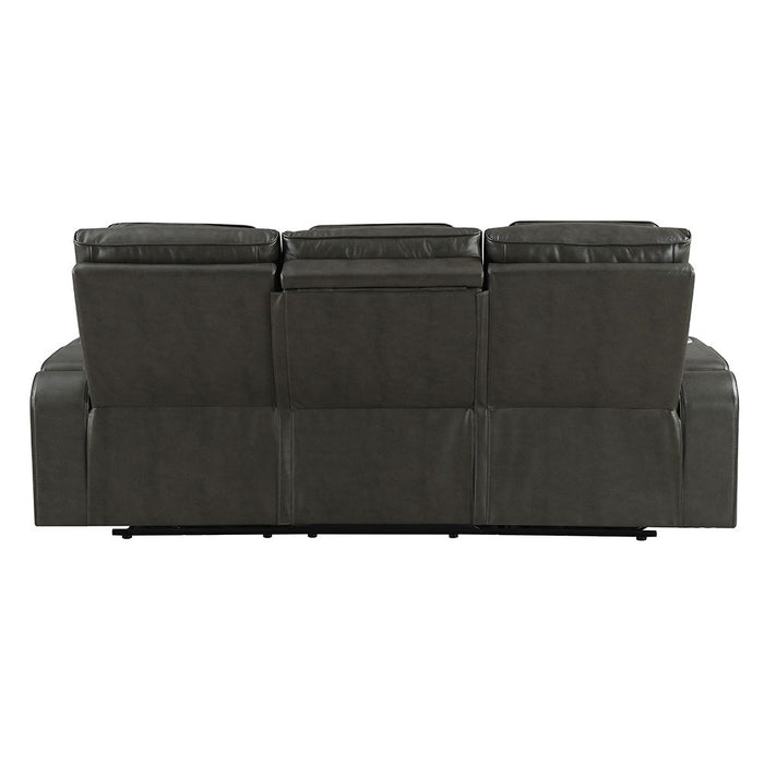 Taddeo - Power Motion Sofa With Power Headrest, USB, Wireless Charger, LED & Reading Light - Dark Gray