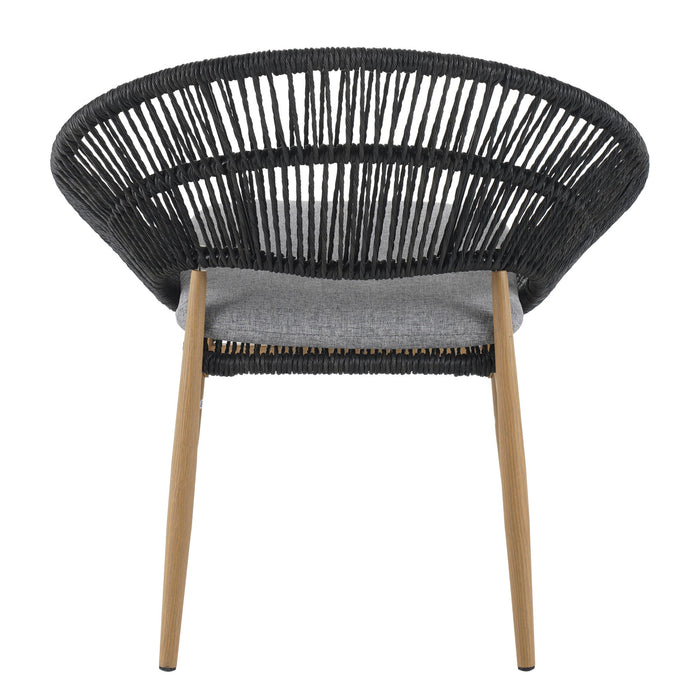 Cyril - Outdoor Patio 7 Piece Dining Set With Wicker Chairs And Table - Dark Gray / Teak