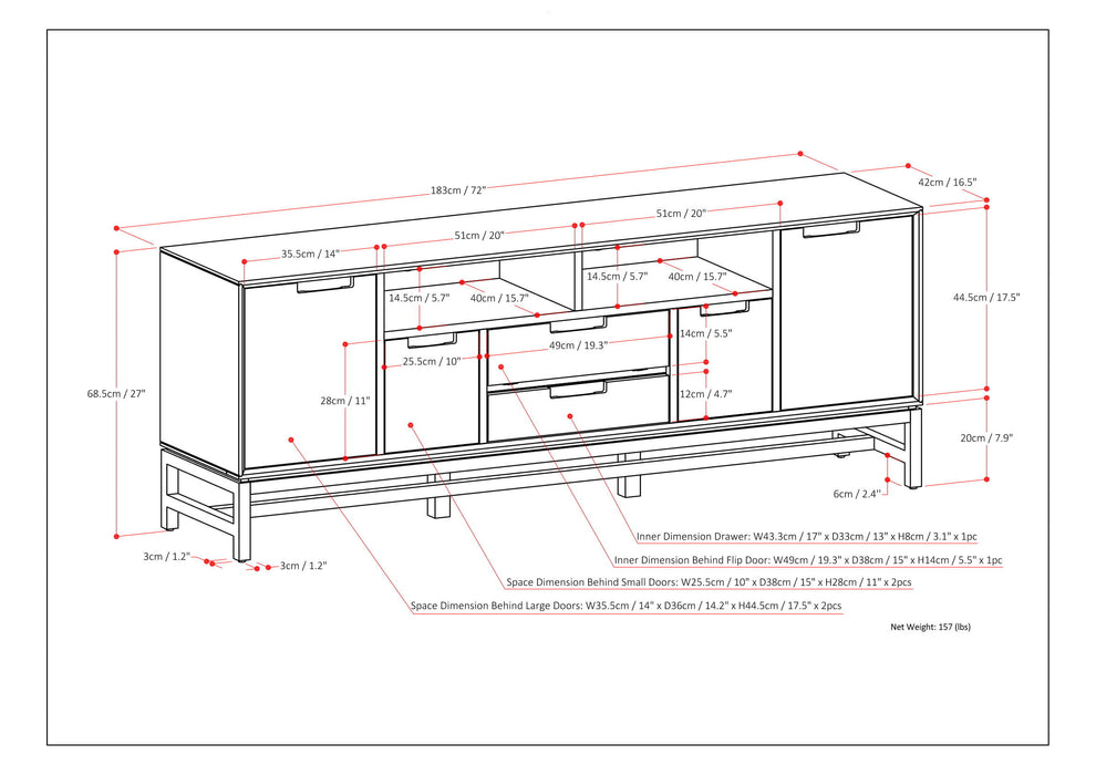 Banting - Mid Century Wide TV Stand - Walnut Brown