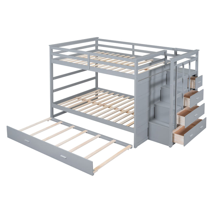 Bunk Bed With Twin Size Trundle And Staircase