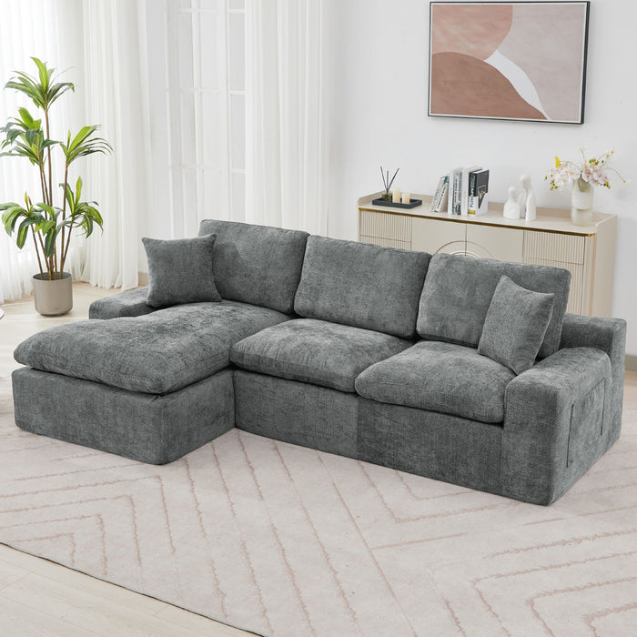 Cloud Sectional Sofa With Double Layer Cushion And Side Pockets, Free-Combined