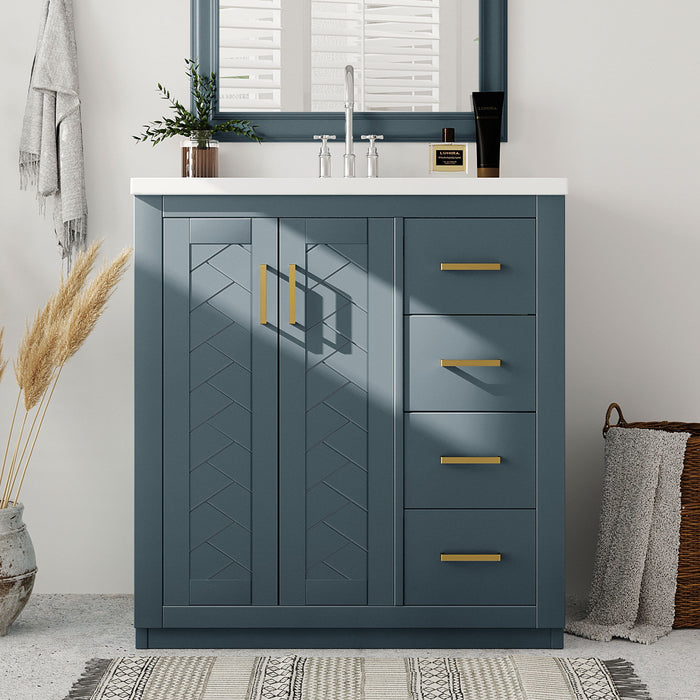 Bathroom Vanity With Sink, Storage Cabinet, Freestanding Set With 3 Drawers & Soft Closing Doors