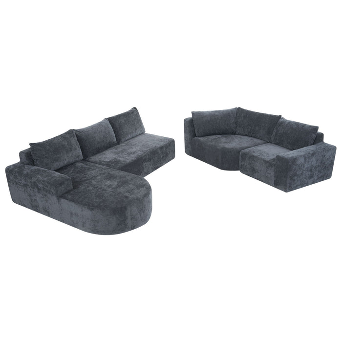 U-Shaped Oversized Modular Cloud Sectional Sofa With Deep Seat For Living Room