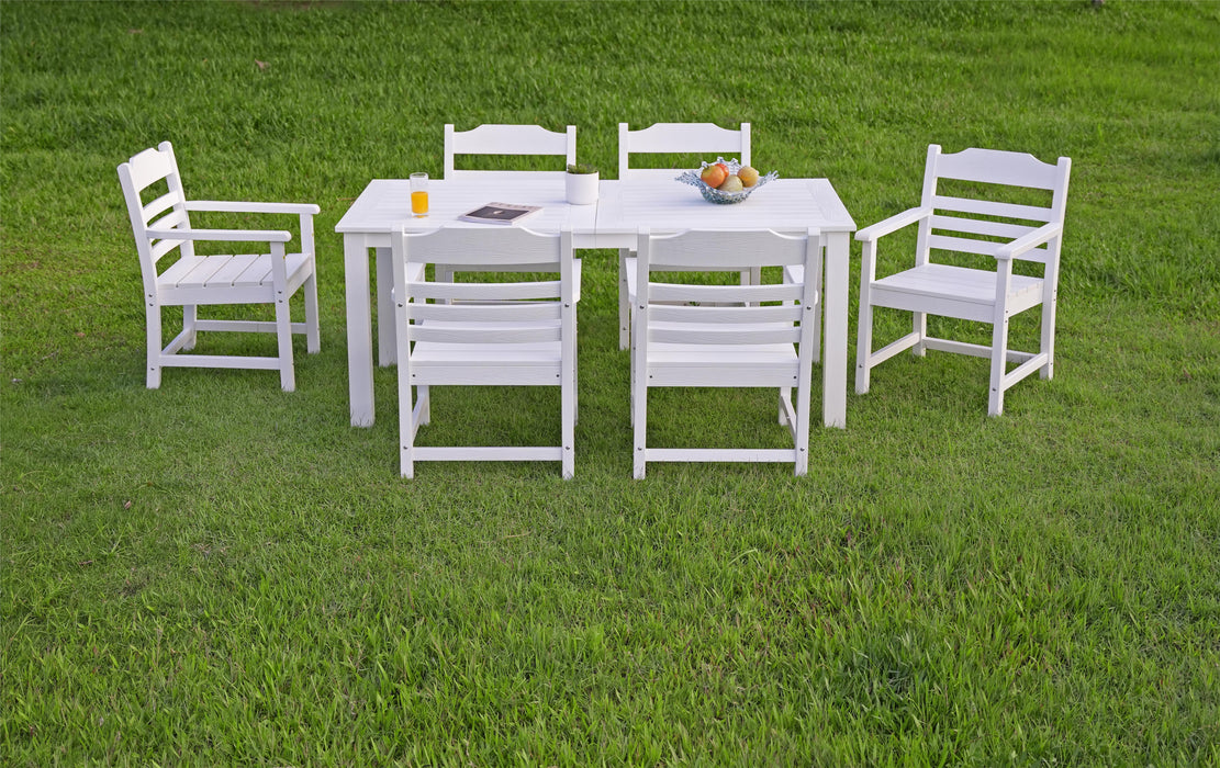Hips Patio Furniture Dining Chair And Table, 7 Pieces (6 Dining Chairs+1 Dining Table) Backyard Conversation Garden Poolside Balcony - White