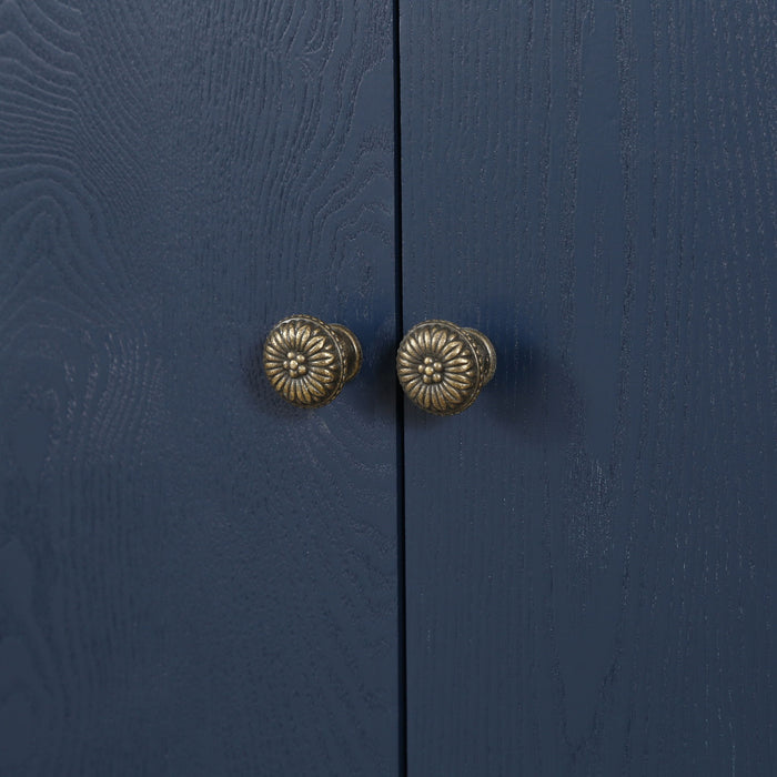 Refined Industrial 4 Door Credenza With Arc Legs & Bronze Clasps