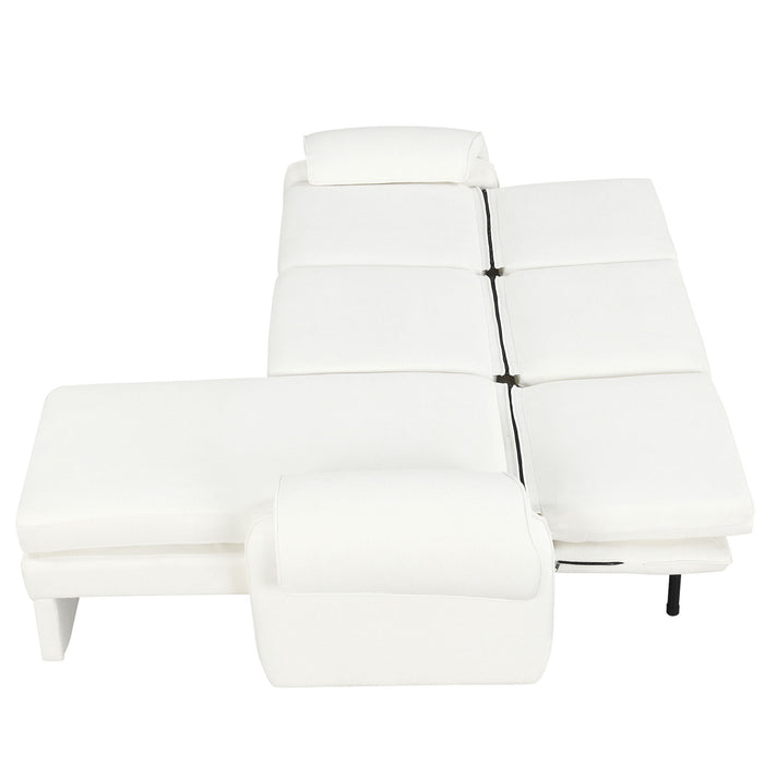 Convertible Futon Sofa Bed With Adjustable Backrest, Reversible Chaise Lounge And 2 Removable Armrest Pillows