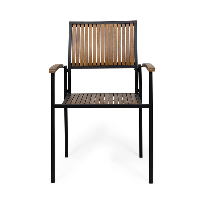 Vermilion - Outdoor Dining Chair With Vertical Slat And Wooden Arm