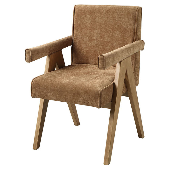 Zoey - Arm Chair Set of 2) - Chocolate Chenille & Oak
