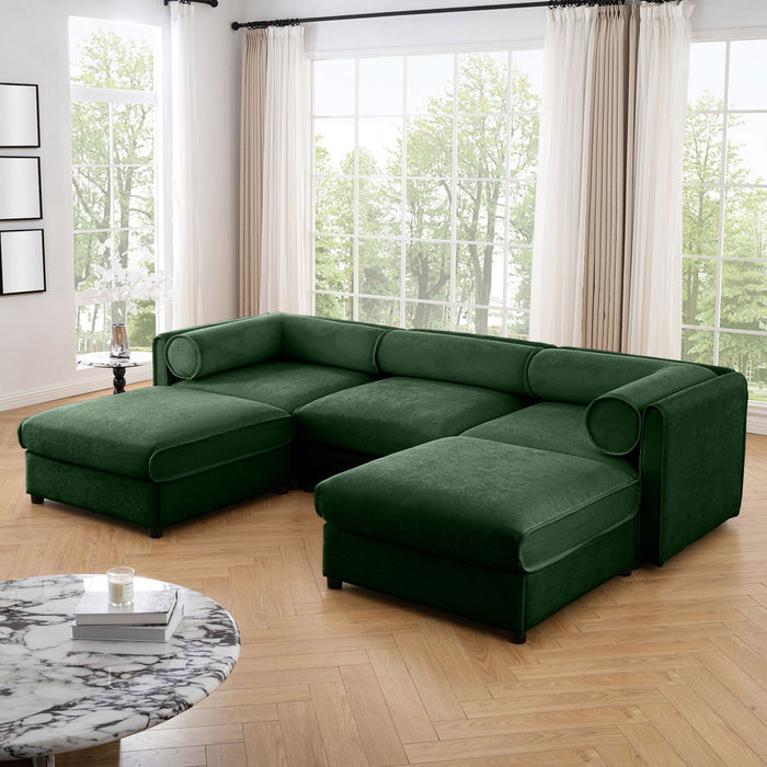 Contemporary Elegant White Chenille Sofa With Storage And Ottoman
