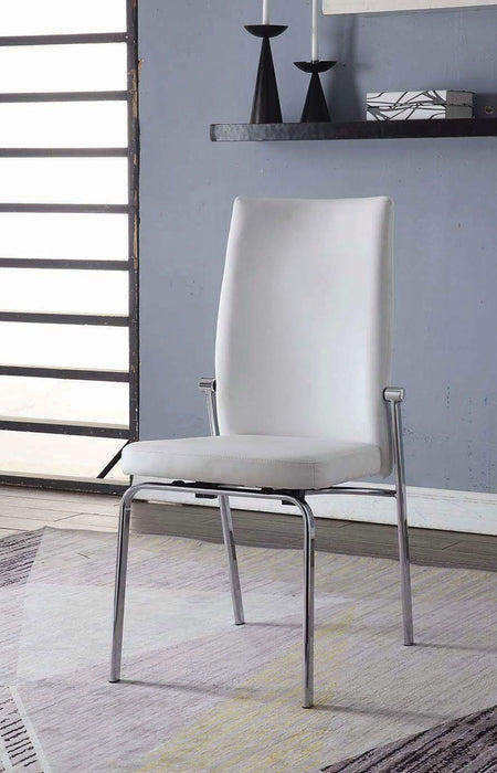 Osias - Side Chair Set of 2) - White Synthetic Leather & Chrome
