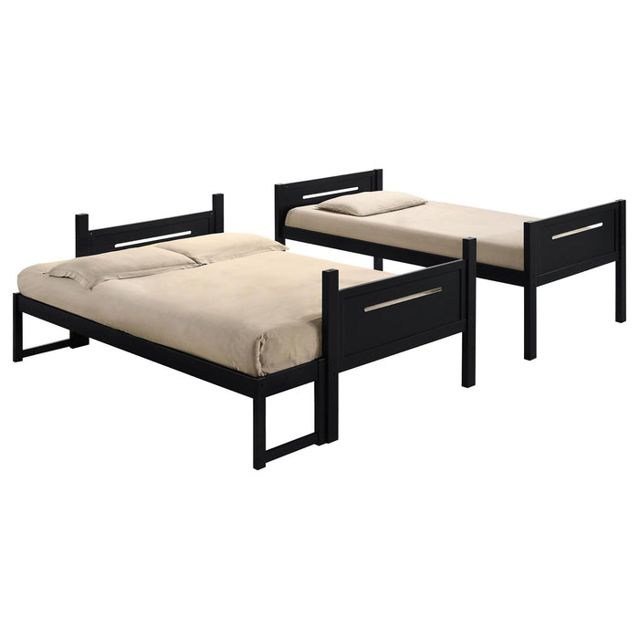Bunk Bed With Built In Ladder, Safety Guardrails And Angled Access Step