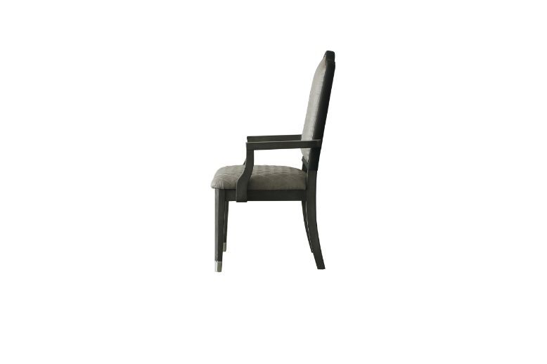 House Beatrice - Arm Chair Set of 2) - Two Tone Gray Fabric & Charcoal
