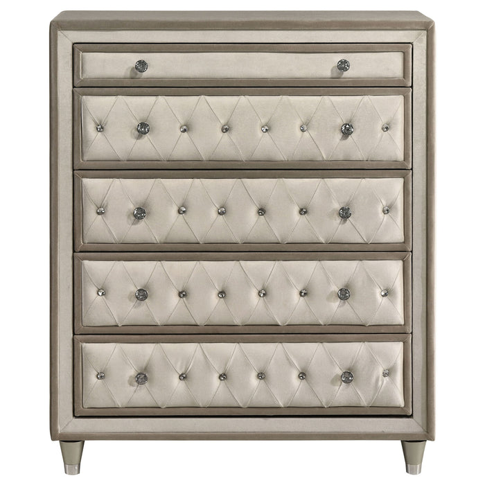 Antonella 5-drawer Bedroom Chest Ivory and Camel