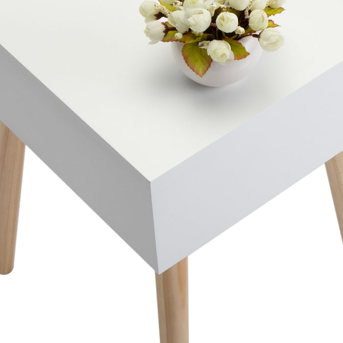 One Set of Nightstand With One Drawer, Bedside Table With Pine Legs, Convenient Cabinet, Indoors, White
