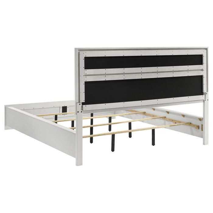 Miranda 54-inch Upholstered California King Panel Bed White