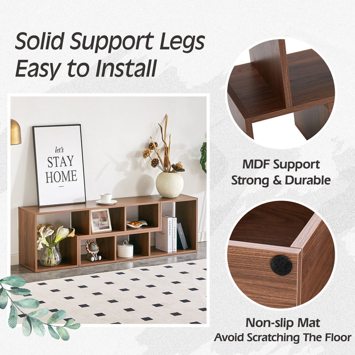 Minimalist Cube TV Stand With Adjustable Open Storage Shelves