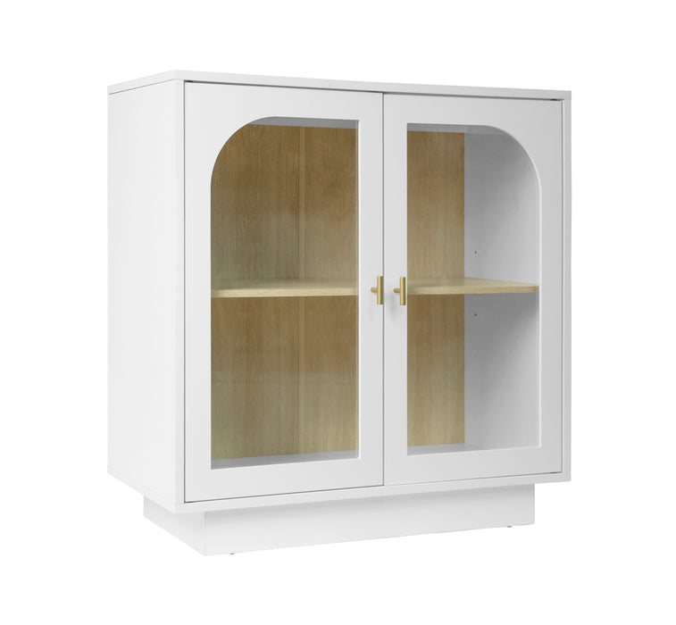 Storage Cabinet With 2 Glass Door For Living Room, Dining Room, Study - White