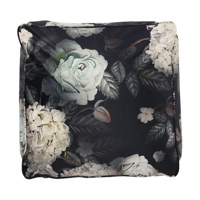 Hazel - Large Square Pouf With Flower Print