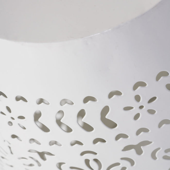 Transitional Ruby - Side Table With Lace Cut Design - White