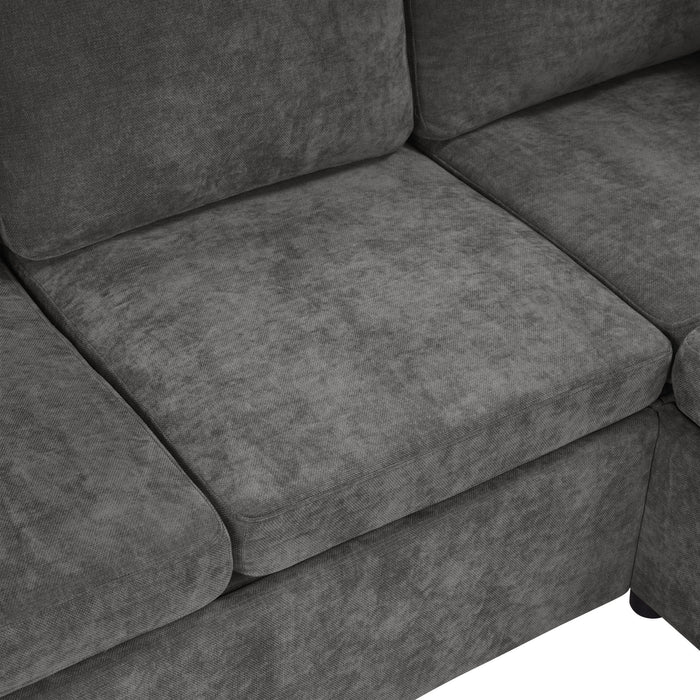 Modern L Shaped Sectional Sofa Bed With Hidden Storage Chenille Upholstery