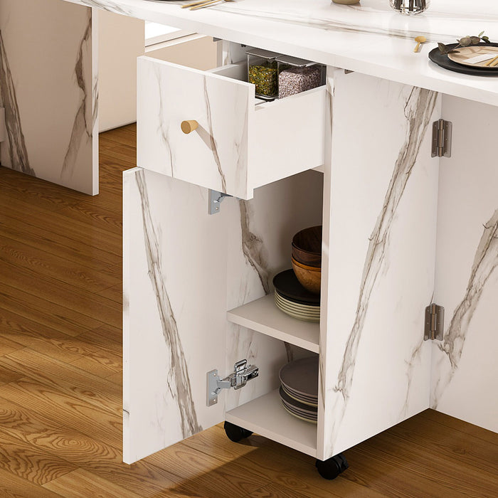 Multifunctional Folding Dining Table With Wall-Mounted Sideboard & Storage