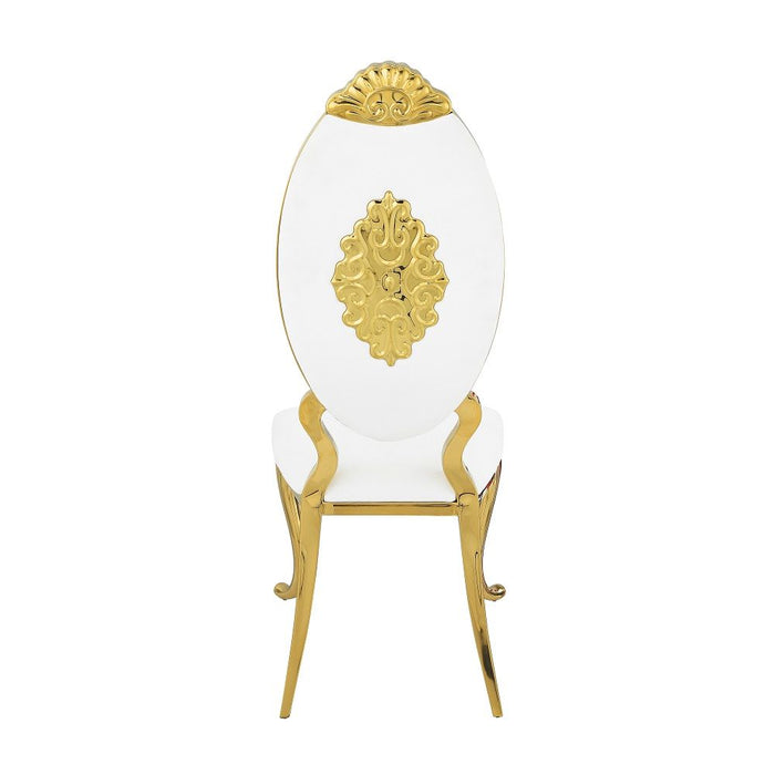 Fallon - Side Chair Set of 2) - White Velvet & Mirrored Gold