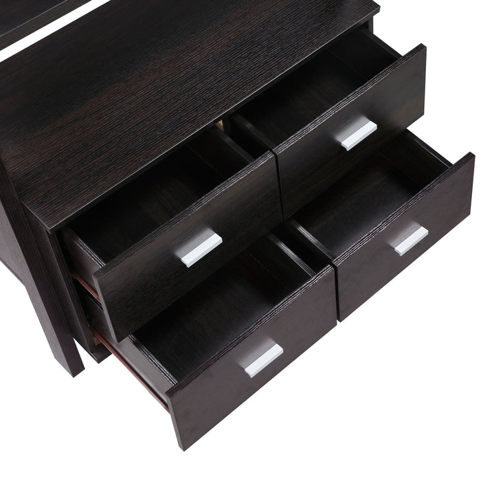 Shasta - 5 Shelf Ladder Bookshelf With Drawers - Cappuccino