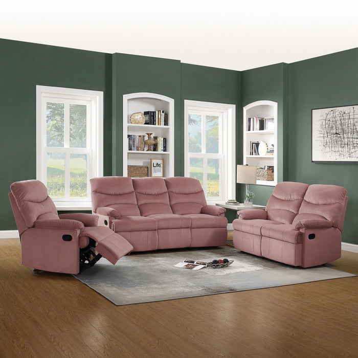 Luxurious Velvet Blush Pink Color Motion Recliner Chair Couch Manual Motion Plush Armrest Living Room Furniture Chair