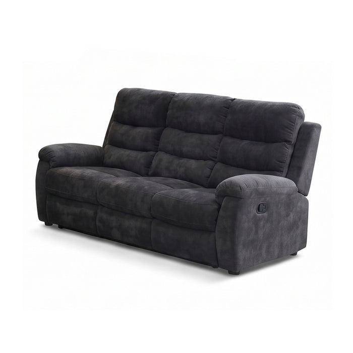 3 Seater Manual Recliner Sofa With 150° Recline, 2 Adjustable Side Seats, Extended Footrest, Oversized Seating For Living Room - Dark Gray