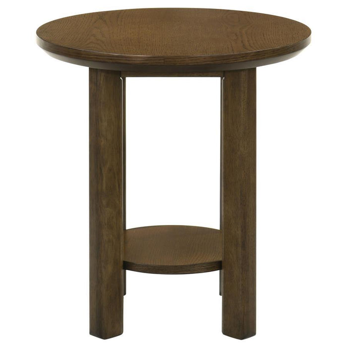 Ottowa - Round Wood Table With Shelf