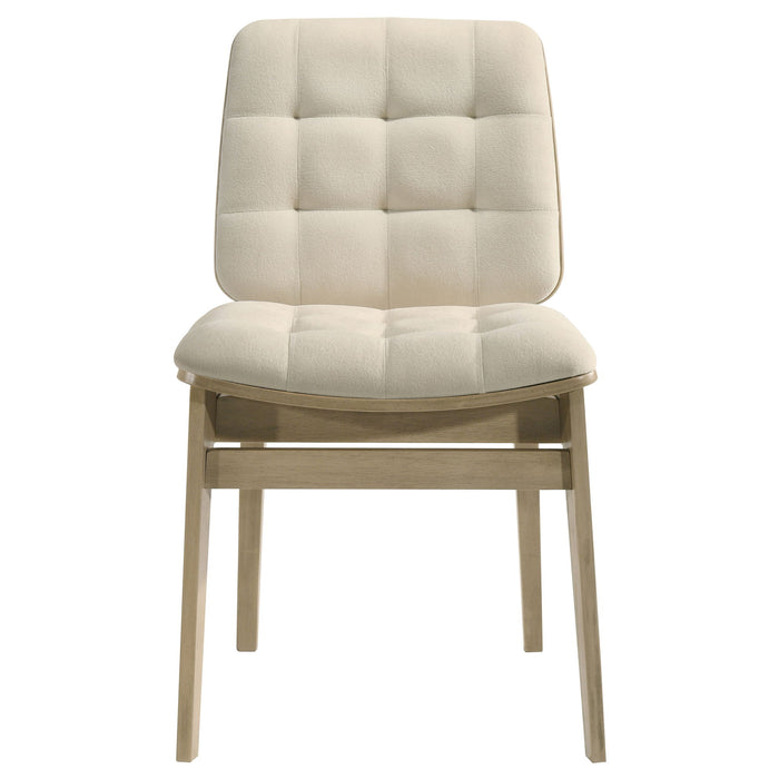 Redbridge Velvet Upholstered Side Chair Cream and Natural Oak (Set of 2)