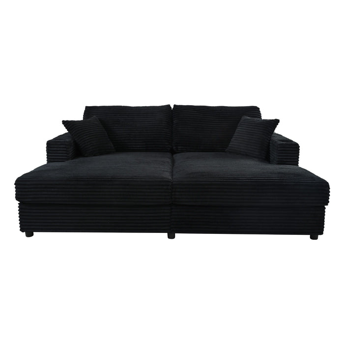 Oversized Loveseat Chaise With 2 USB Ports, 2 Cup Holders And 2 Throw Pillows