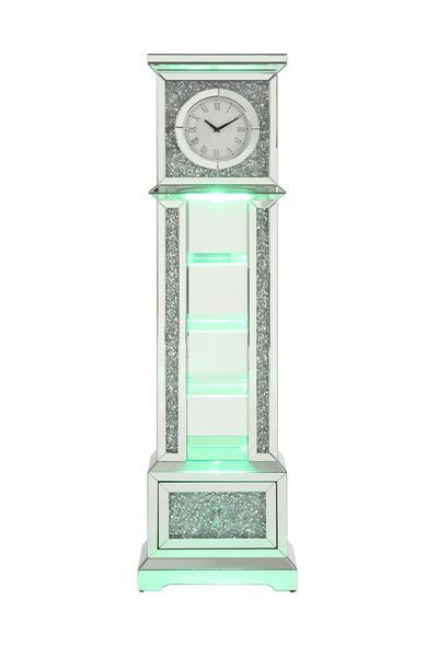 Noralie - 63" Standing Grandfather Clock With LED - Mirrored & Faux Diamonds