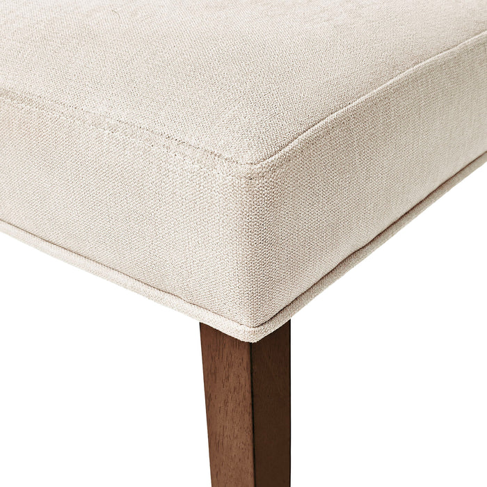 Modern Indoor Wood Dining Set With Chairs And Table, Rubber Wood, 6 Piece - Cream / Walnut